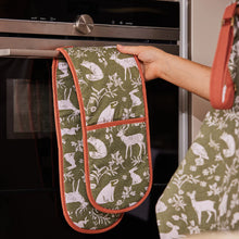 Load image into Gallery viewer, Ulster Weavers Forest Friends - Sage Double Oven Gloves