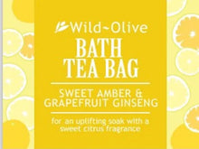 Load image into Gallery viewer, Wild Olive - Sweet Amber & Grapefruit Ginseng Bath Tea Bag