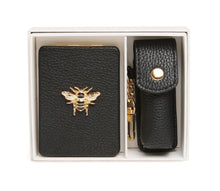 Load image into Gallery viewer, Black - Oblong compact mirror & lipstick holder set