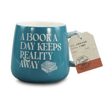 Load image into Gallery viewer, Pulteney Press - A Book a day keeps reality away - oval mug

