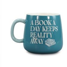 Load image into Gallery viewer, Pulteney Press - A Book a day keeps reality away - oval mug
