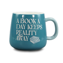 Load image into Gallery viewer, Pulteney Press - A Book a day keeps reality away - oval mug
