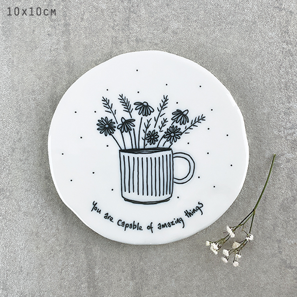 Flowers in a mug coaster - You are capable ....