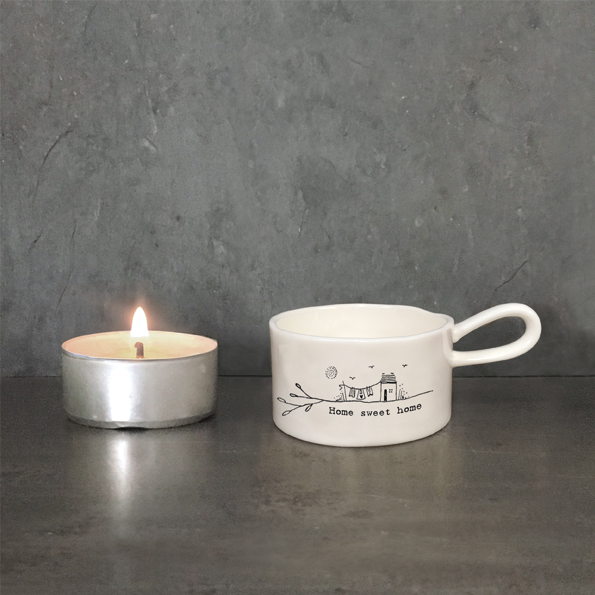 Handled tea light holder - Home sweet home