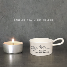 Load image into Gallery viewer, Handled tea light holder - Thank you ...
