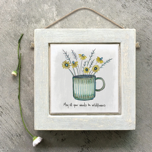 East of India - Square floral mug pic - May all your weeds ..