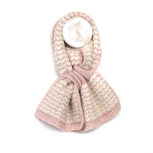 POM - Pale pink heart knit pull through scarf