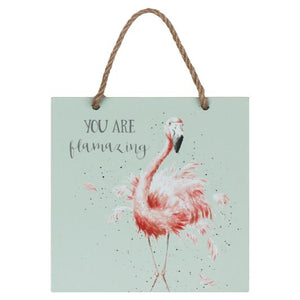 Wrendale Designs - 'Pretty in Pink' flamingo wooden plaque