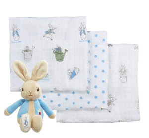 Rainbow Designs - Peter Rabbit Soft Toy & Muslin Gift Set